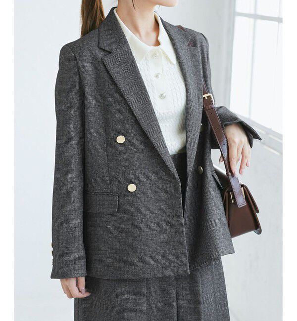 Rope&rsquo;Picnic「【低身長・小柄さんサイズ】レディハンサムシリーズ ウールライク金ボタンジャケット(半裏地)」|テーラードジャケット|