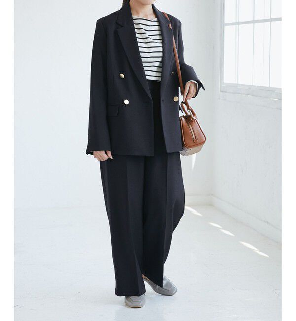 Rope&rsquo;Picnic「【低身長・小柄さんサイズ】レディハンサムシリーズ ウールライク金ボタンジャケット(半裏地)」|テーラードジャケット|