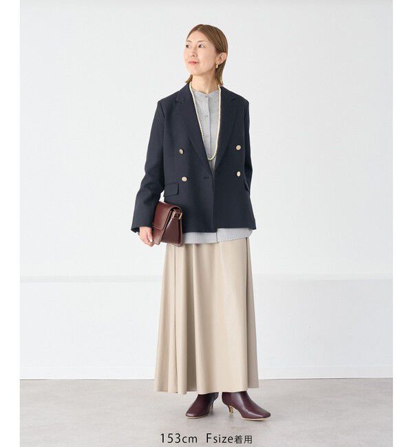 Rope&rsquo;Picnic「【低身長・小柄さんサイズ】レディハンサムシリーズ ウールライク金ボタンジャケット(半裏地)」|テーラードジャケット|