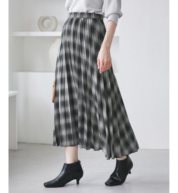 Rope&rsquo;Picnic「チェック柄プリーツスカート」|スカート|ブラック系(02)