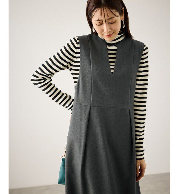 Rope&rsquo;Picnic「キーネックジャンパースカート」|ワンピース|チャコール(06)