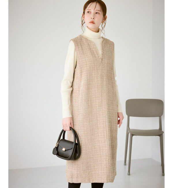 Rope&rsquo;Picnic「キーネックツイードジャンパースカート ワンピース/着丈が選べる」|ワンピース|