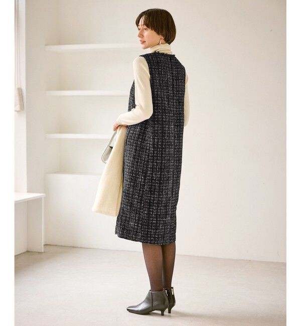 Rope&rsquo;Picnic「キーネックツイードジャンパースカート ワンピース/着丈が選べる」|ワンピース|