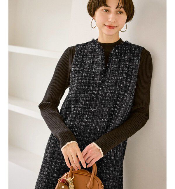 Rope&rsquo;Picnic「キーネックツイードジャンパースカート ワンピース/着丈が選べる」|ワンピース|