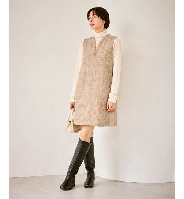 Rope&rsquo;Picnic「キーネックツイードジャンパースカート ワンピース/着丈が選べる」|ワンピース|