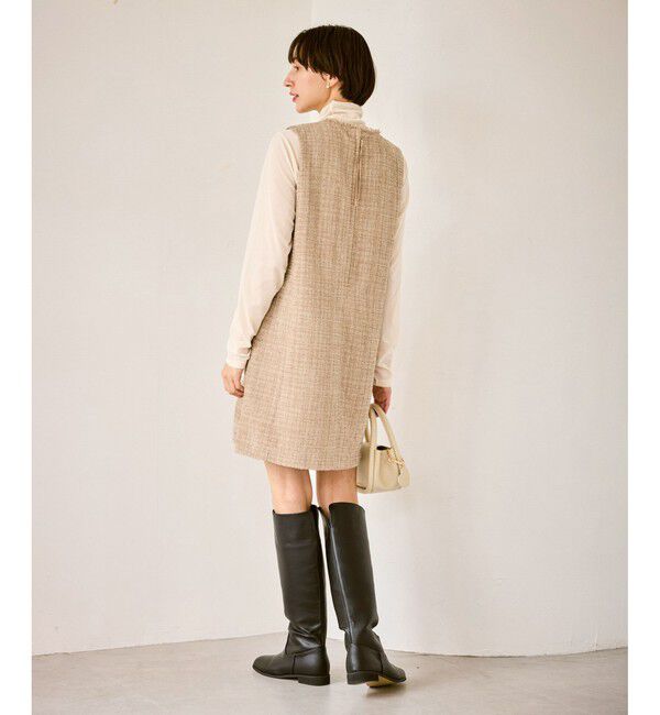 Rope&rsquo;Picnic「キーネックツイードジャンパースカート ワンピース/着丈が選べる」|ワンピース|