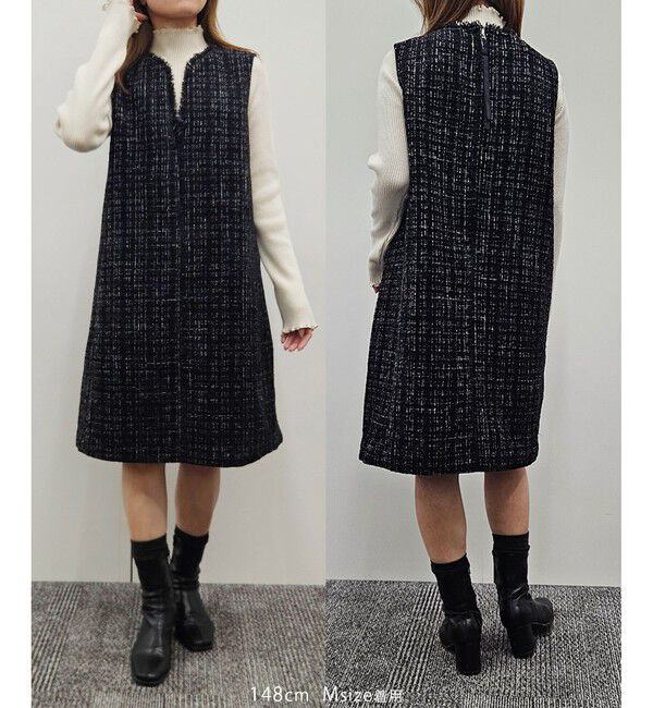 Rope&rsquo;Picnic「キーネックツイードジャンパースカート ワンピース/着丈が選べる」|ワンピース|