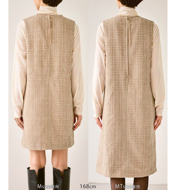 Rope&rsquo;Picnic「キーネックツイードジャンパースカート ワンピース/着丈が選べる」|ワンピース|