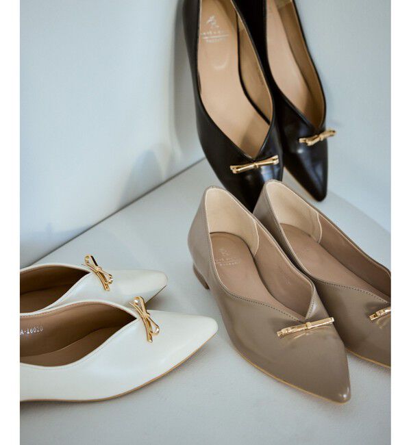 ROPE PICNIC PASSAGE「メタルリボンＶカットフラットパンプス」|パンプス|