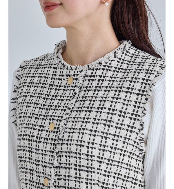 Rope&rsquo;Picnic「【WEB限定カラー】ツイード金ボタンジレベスト/セレモニー対応・リンクコーデ」|ベスト・ジレ|