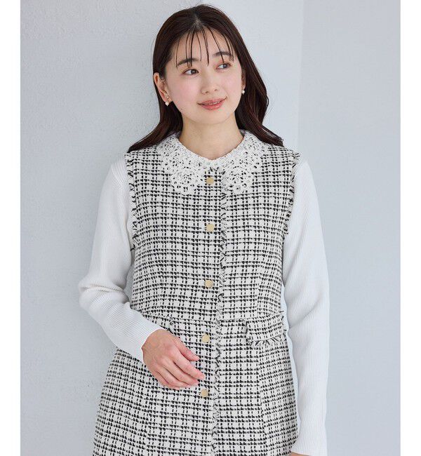 Rope&rsquo;Picnic「【WEB限定カラー】ツイード金ボタンジレベスト/セレモニー対応・リンクコーデ」|ベスト・ジレ|