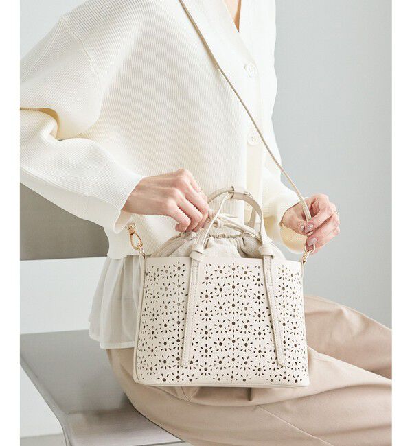 ROPE PICNIC PASSAGE「フルーレットパンチングレースミニショルダーバッグ/2WAY」|ショルダー・メッセンジャー|オフホワイト(15)