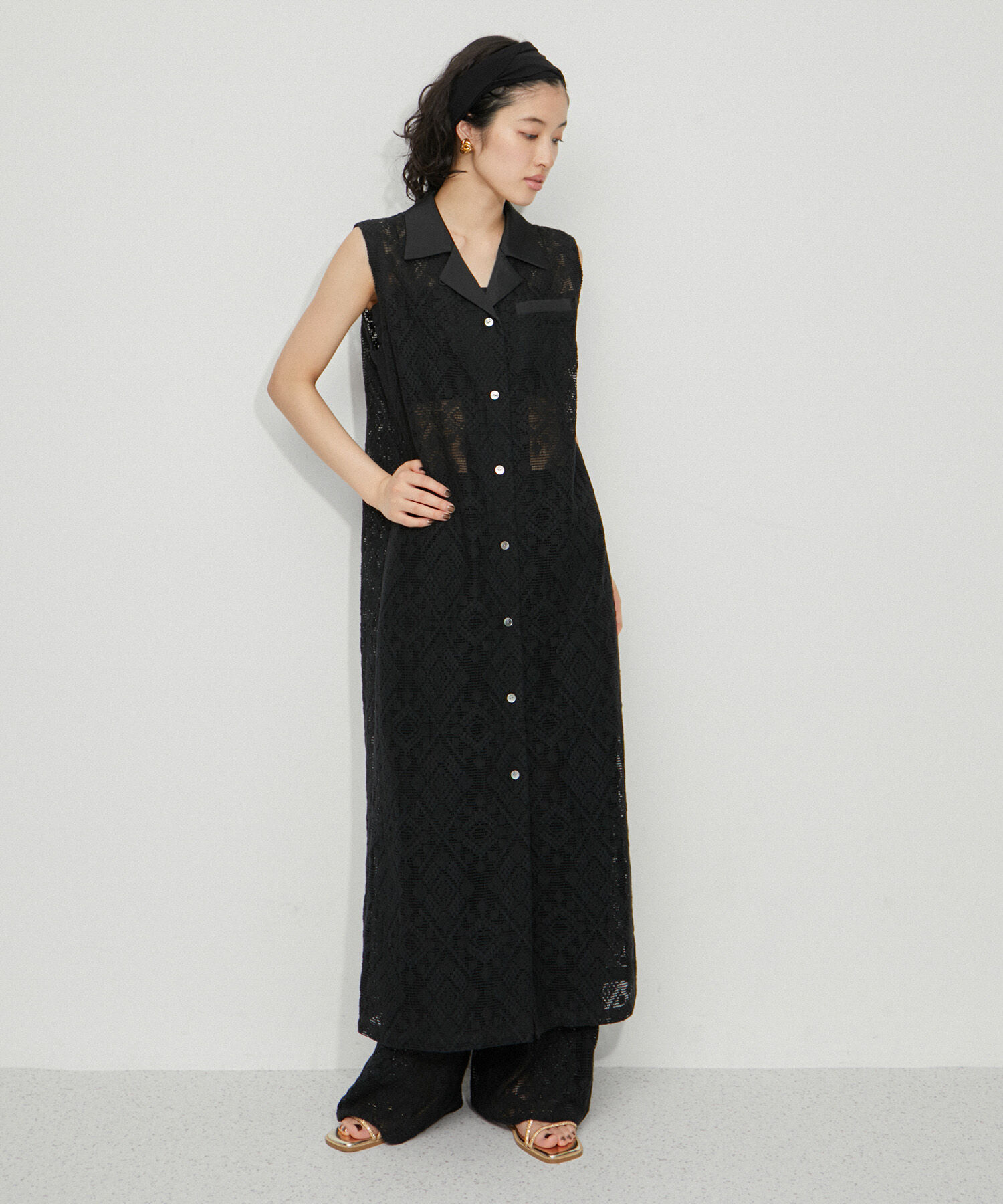 ADAM ET ROPE'「オープンカラーレースワンピース」|その他|