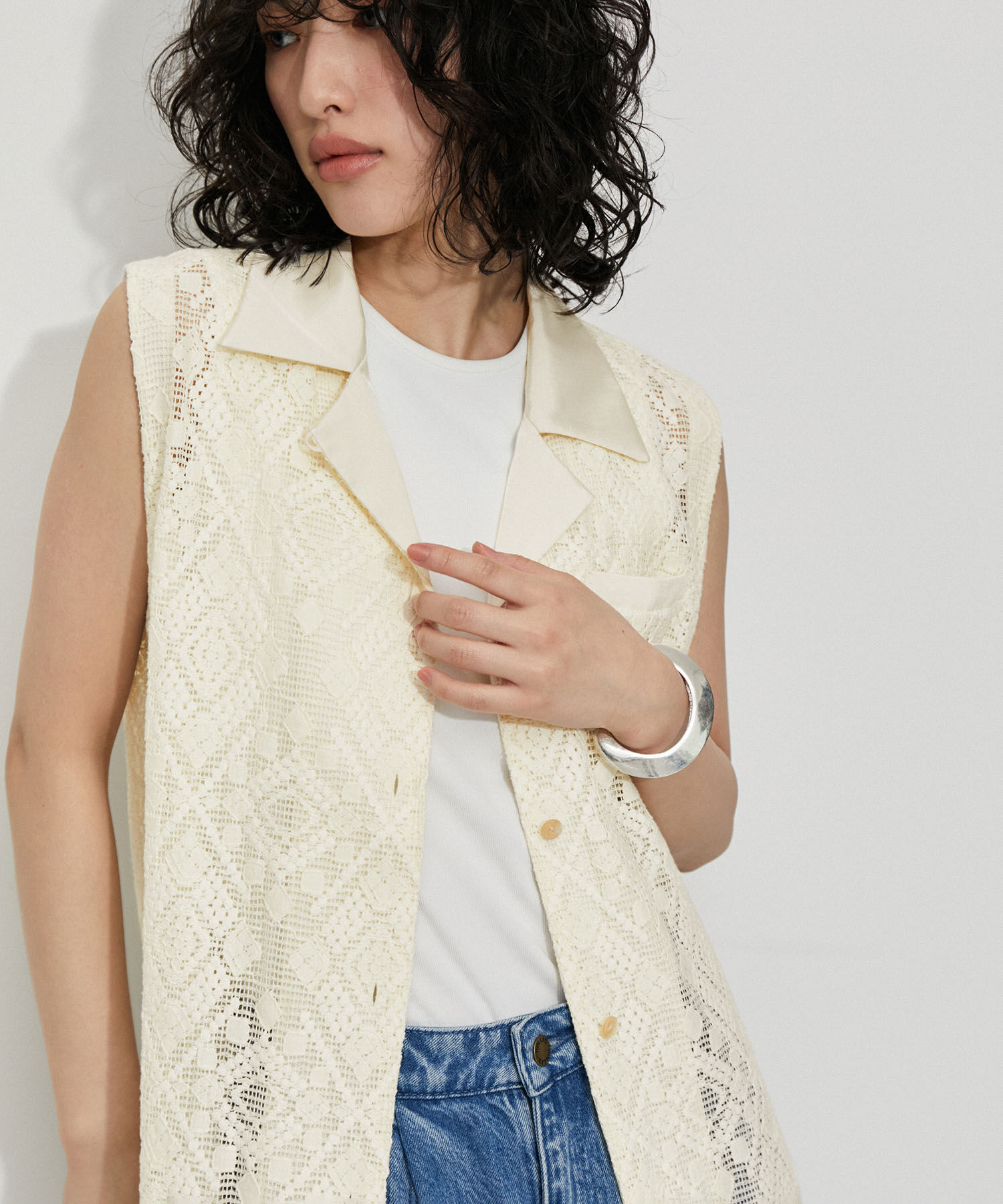 ADAM ET ROPE'「オープンカラーレースワンピース」|その他|