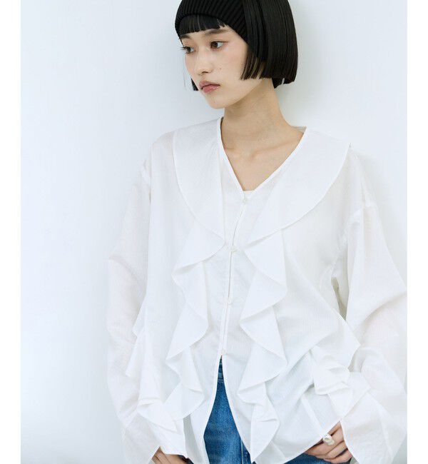 ADAM ET ROPE'「【WEB限定】オーバーラッフルフリルブラウス」|シャツ・ブラウス|ホワイト(10)