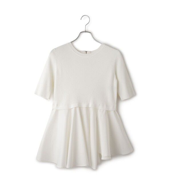 ADAM ET ROPE'「【サステナブル】ペプラムコンビハーフスリーブニット」|ニット・セーター|