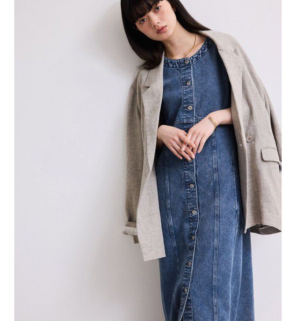 ADAM ET ROPE'「【WEB限定】ライトデニムスリーブレスワンピース」|ワンピース|