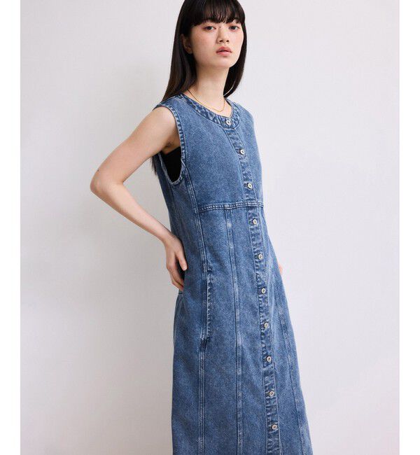 ADAM ET ROPE'「【WEB限定】ライトデニムスリーブレスワンピース」|ワンピース|