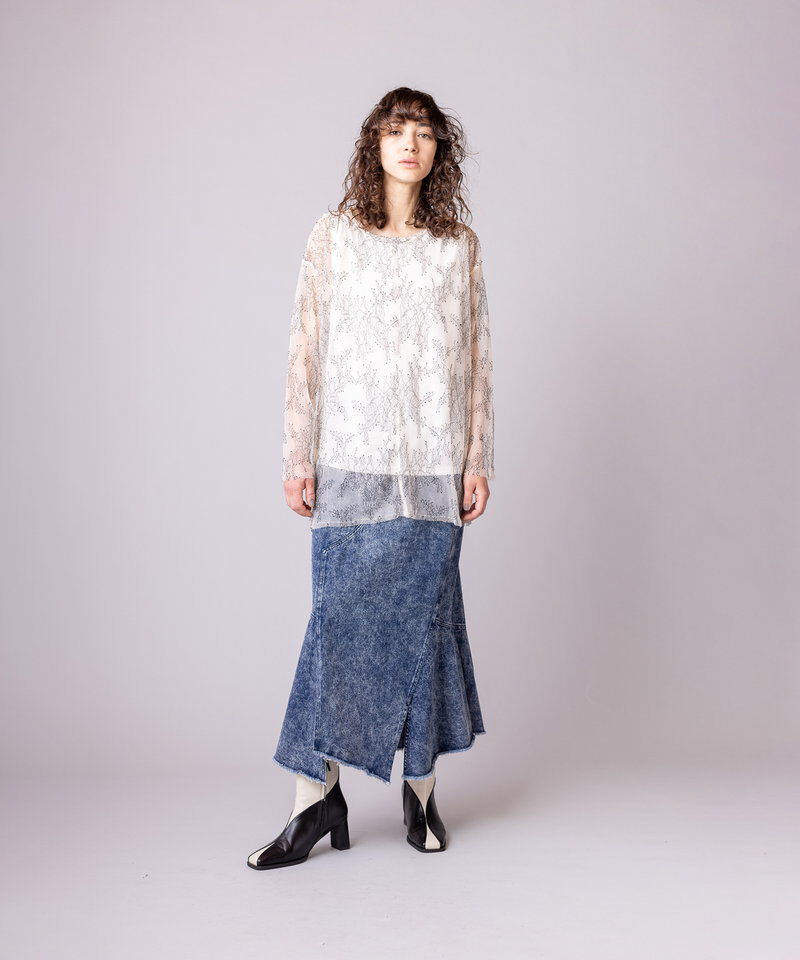 「アシンメトリーケミカルデニムスカート」|スカート|