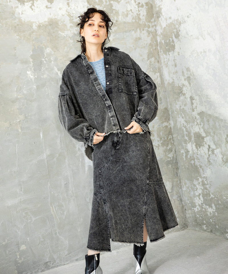  「アシンメトリーケミカルデニムスカート」|スカート|