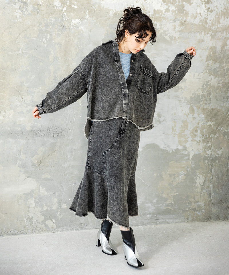  「アシンメトリーケミカルデニムスカート」|スカート|