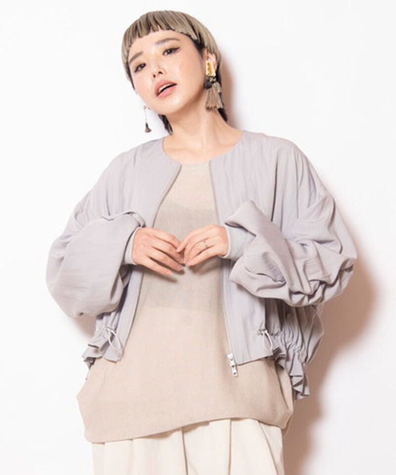  「ギャザージップブルゾン」|ブルゾン・スタジャン|L .GRAY