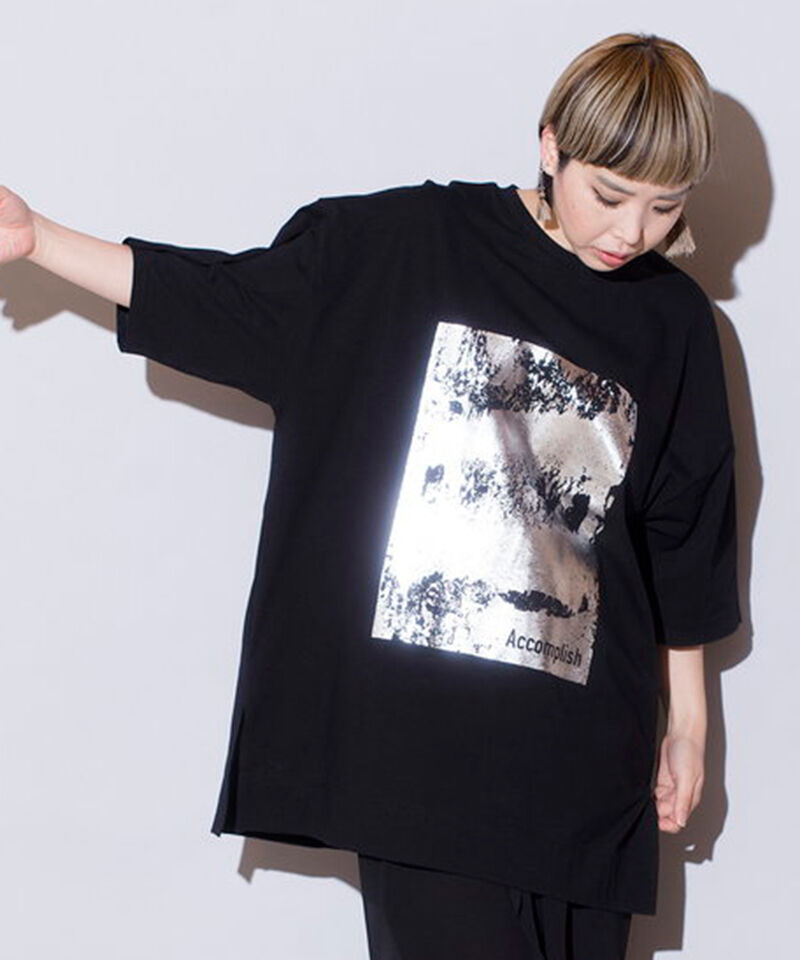 「箔プリントTシャツ」|Tシャツ・カットソー|BLACK