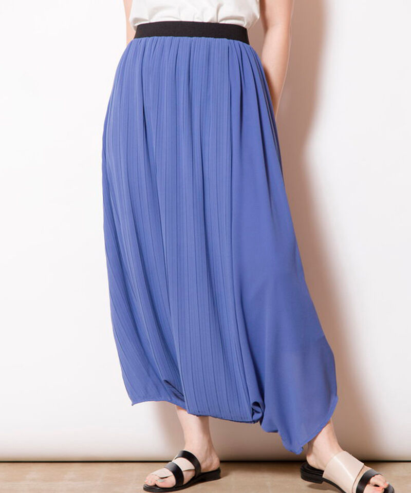  「プリーツレイヤードアラジンパンツ」|サルエル|BLUE