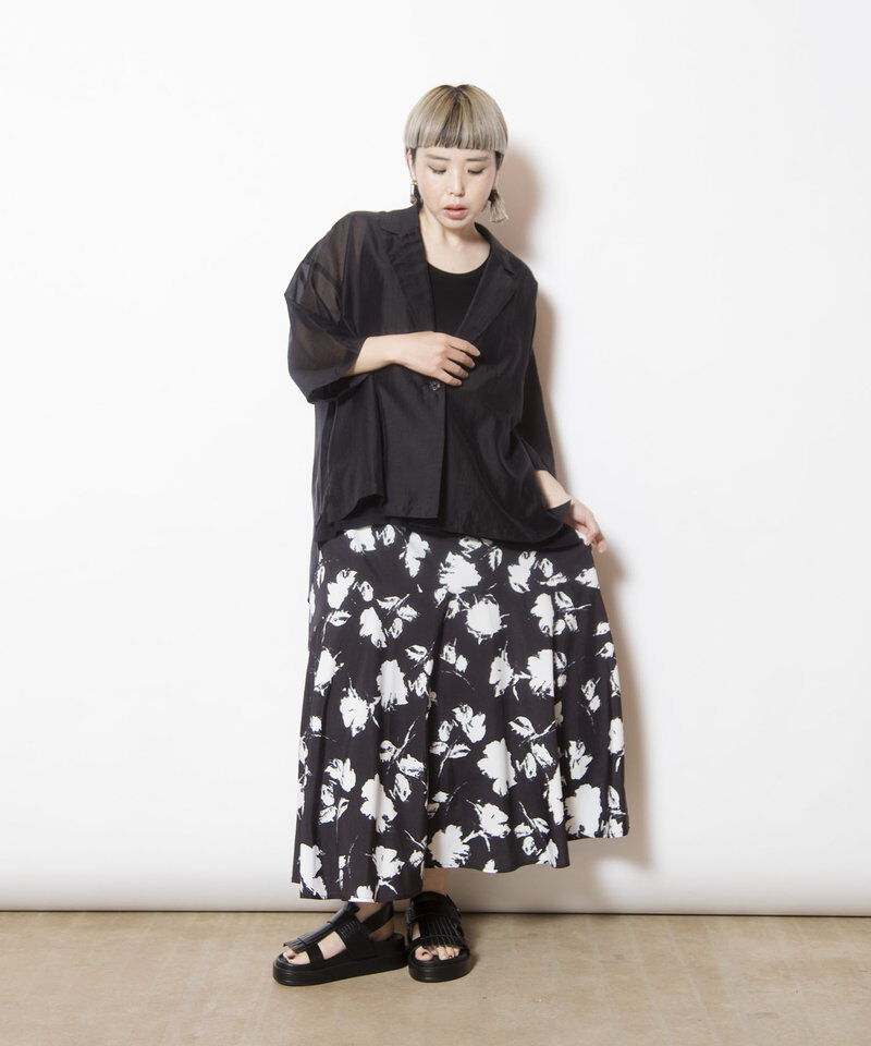  「プリントセミマーメイドスカート」|フレア|