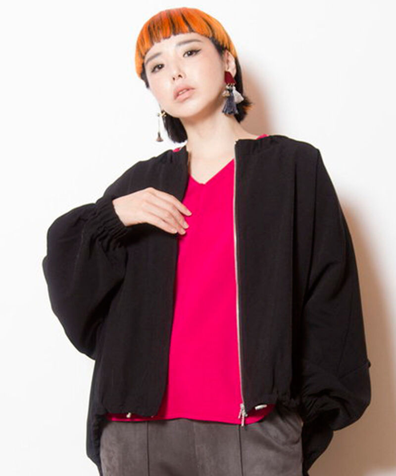  「ドルマンギャザーブルゾン」|ブルゾン・スタジャン|BLACK