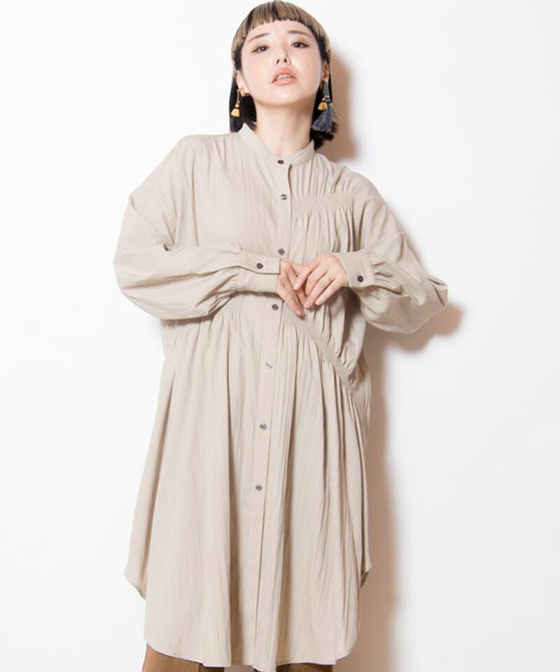  「シャーリングロングブラウス」|シャツ・ブラウス|BEIGE