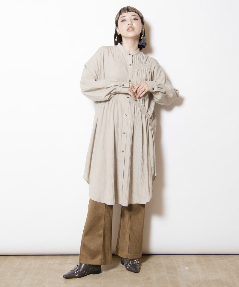  「シャーリングロングブラウス」|シャツ・ブラウス|
