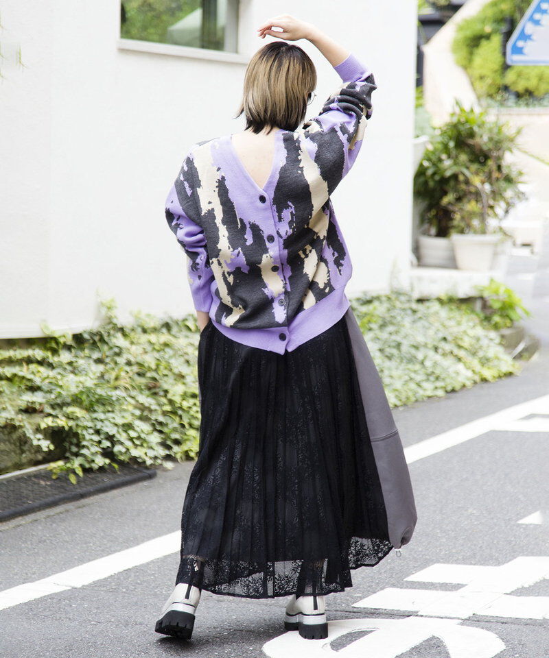  「レースプリーツ切替スカート」|スカート|