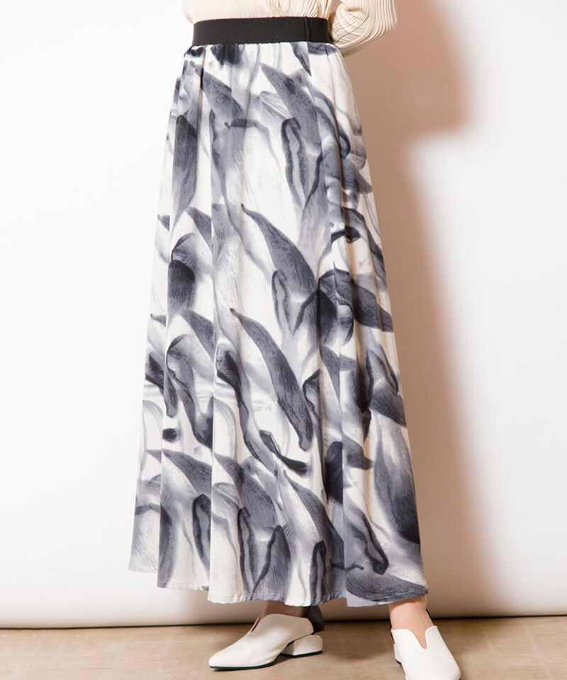  「プリントフレアースカート」|フレア|CHARCOAL