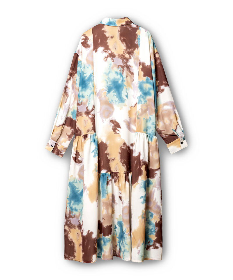  「プリント切替ギャザーシャツワンピース」|ワンピース|