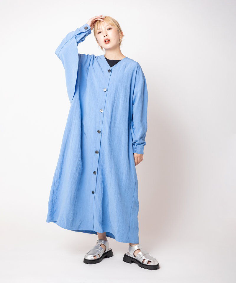  「バックギャザーライトコート」|ノーカラーコート|