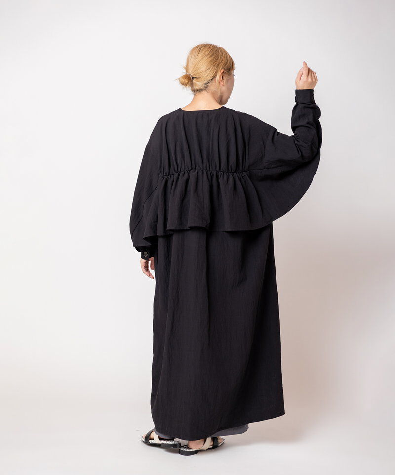  「バックギャザーライトコート」|ノーカラーコート|