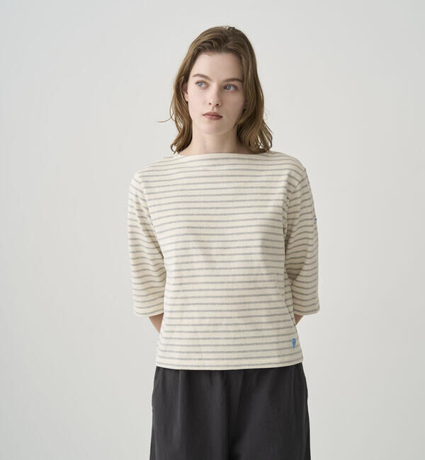 ORCIVAL「ORCIVAL | コットンロード ショートスリーブ ボートネックバスクシャツ WOMEN」|Tシャツ・カットソー|ECRU系1