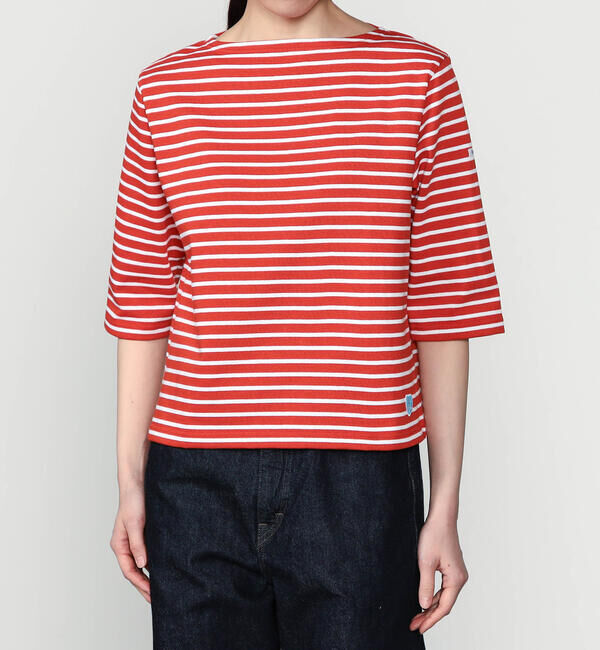 ORCIVAL「ORCIVAL | コットンロード ショートスリーブ ボートネックバスクシャツ WOMEN」|Tシャツ・カットソー|RED系1