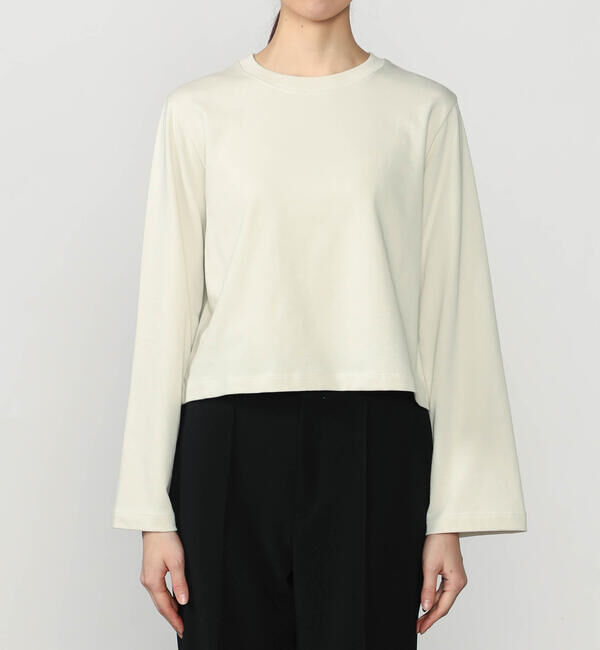 handvaerk「handvaerk | コットン クルーネック フレアスリーブ長袖Tシャツ WOMEN」|Tシャツ・カットソー|