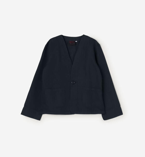  「VETRA | 〈別注〉コットンリネン ノーカラージャケット WOMEN」|ノーカラージャケット|NAVY
