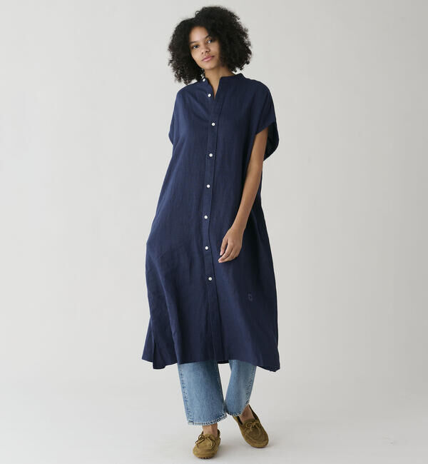 ORCIVAL「ORCIVAL | リネン フレンチスリーブ シャツワンピース WOMEN」|ワンピース|NAVY