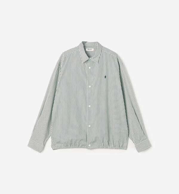 GYMPHLEX「Gymphlex | コットン ストライプ 長袖ギャザーシャツ MEN」|シャツ・ブラウス|