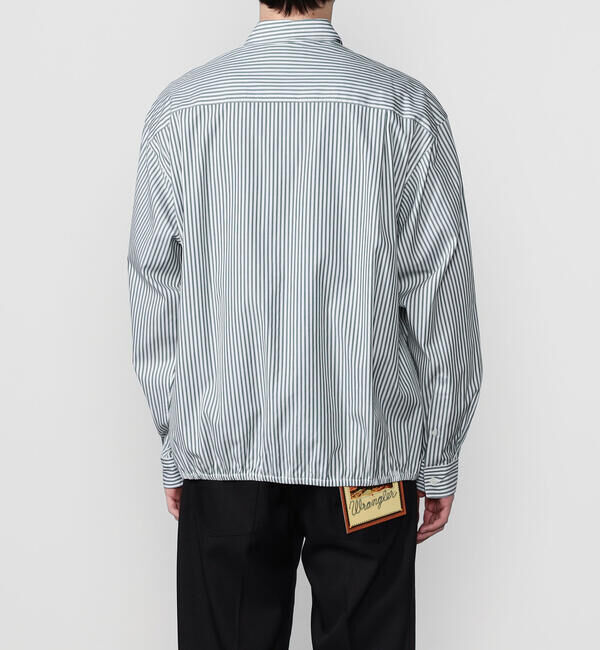 GYMPHLEX「Gymphlex | コットン ストライプ 長袖ギャザーシャツ MEN」|シャツ・ブラウス|