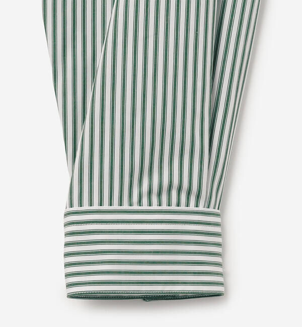 GYMPHLEX「Gymphlex | コットン ストライプ 長袖ギャザーシャツ MEN」|シャツ・ブラウス|