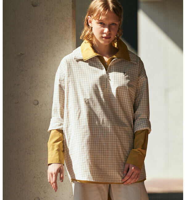 GYMPHLEX「Gymphlex | ハーフジップ 長袖チェックシャツ WOMEN」|シャツ・ブラウス|