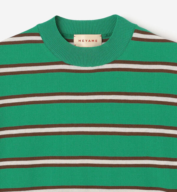  「MEYAME |〈別注〉コットンニット ボーダー半袖Tシャツ WOMEN」|ニット・セーター|