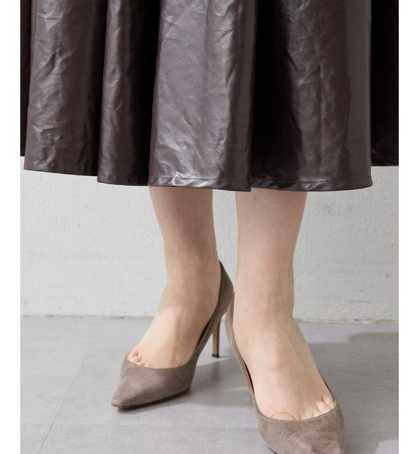  「レザーライクギャザースカート」|スカート|