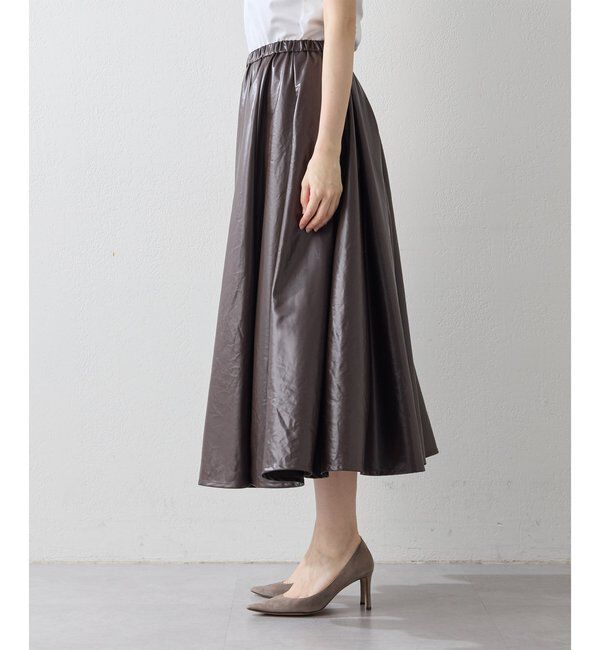  「レザーライクギャザースカート」|スカート|