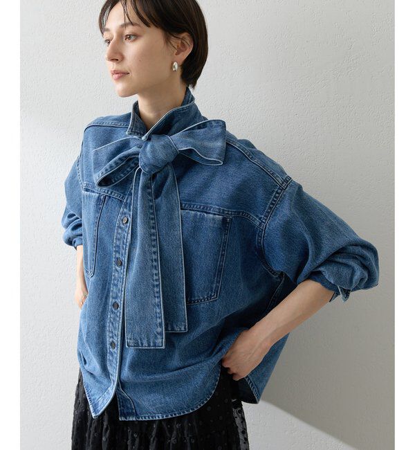  「デニムボウタイシャツ」|シャツ・ブラウス|ブルー